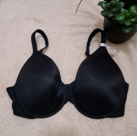 NWT Ambrielle Everyday Bra 38D Black Full Coverage Adjustable Full Figure Smooth - Picture 1 of 12